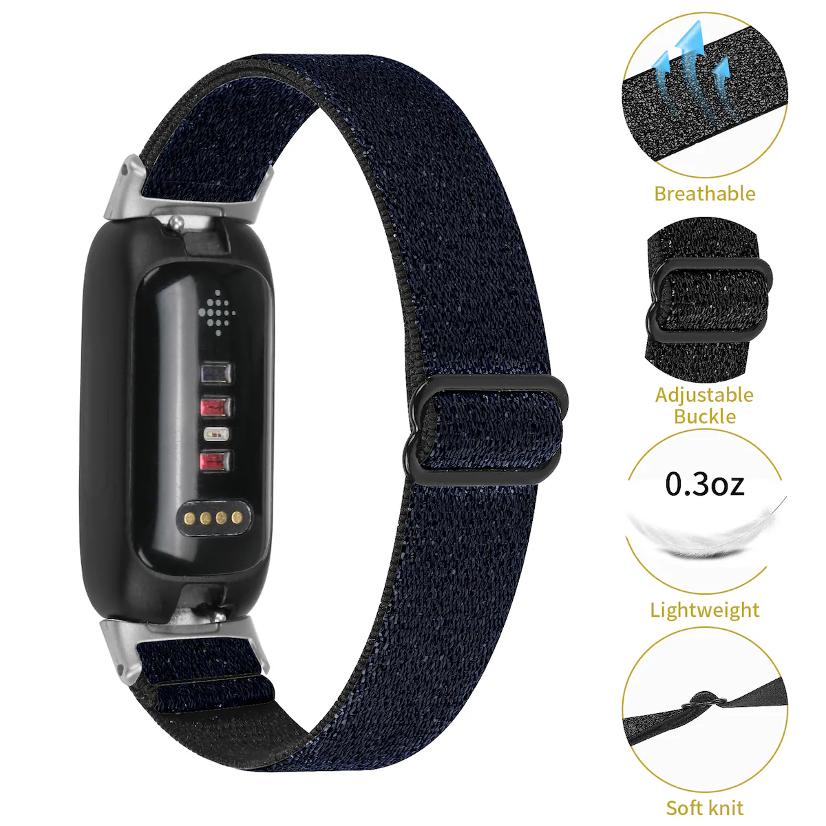 Klokkereim for Fitbit Inspire 3 Nylon Sort Fitbit Inspire 3