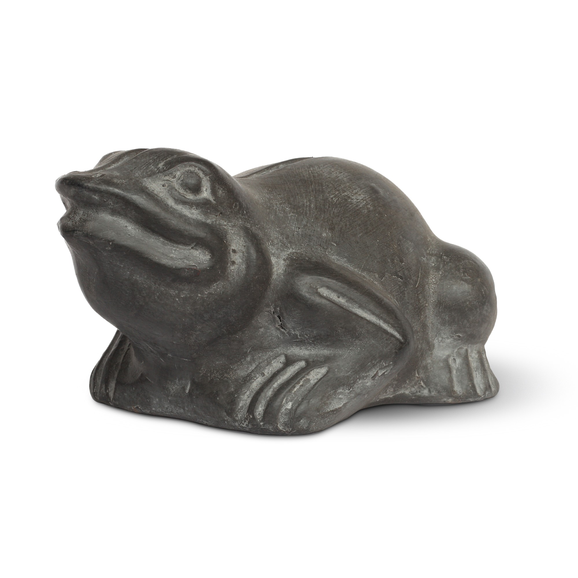 Terrakotta-Figur 'Frosch', grau, T 24 cm, B 17 cm, H 12 cm von fischer's lagerhaus