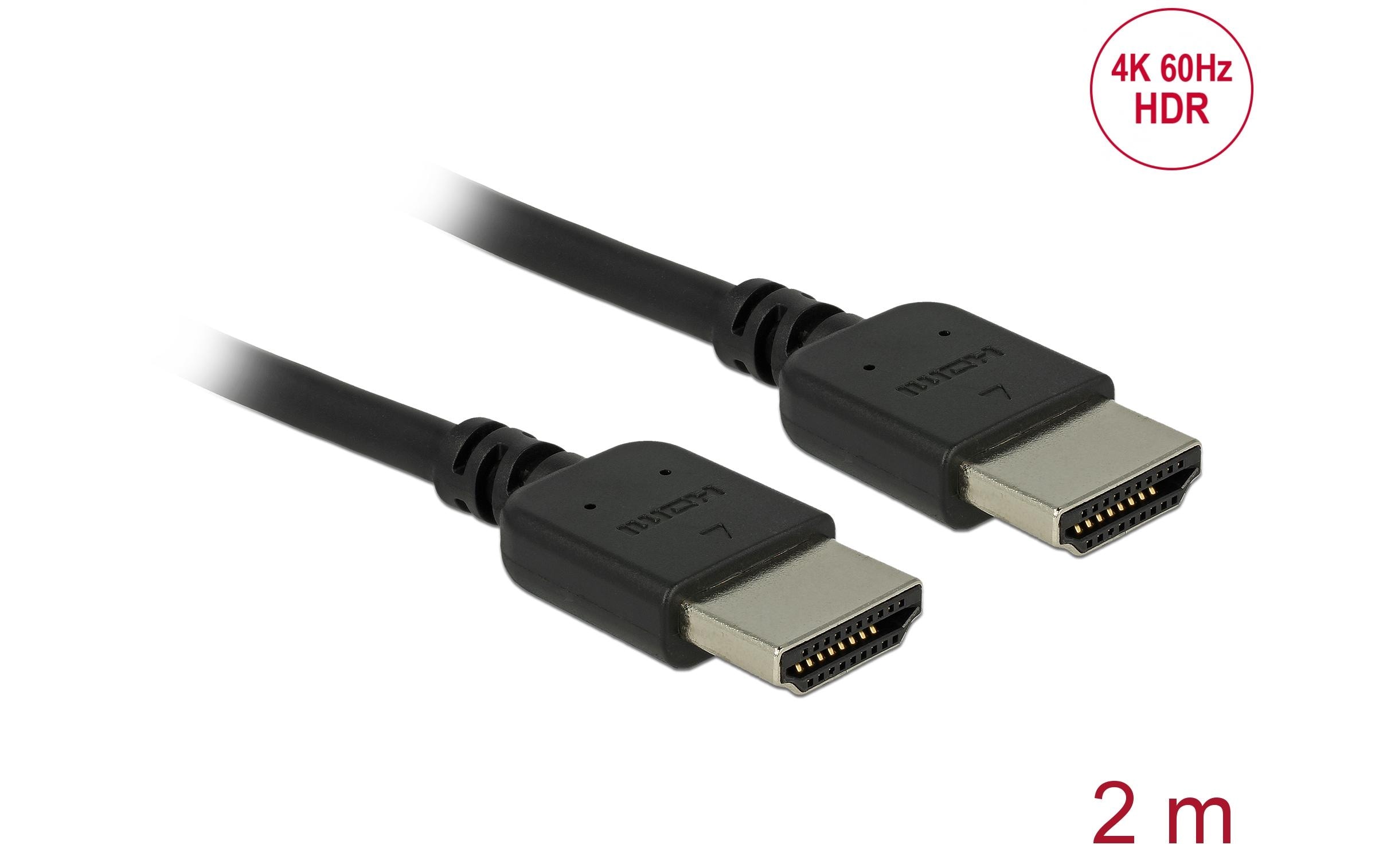 Kabel hochflexibel, 4K 60Hz HDMI - HDMI, 2 m, SchwarzDelock Premium HDMI Kabel 4K 60 Hz 2 m
