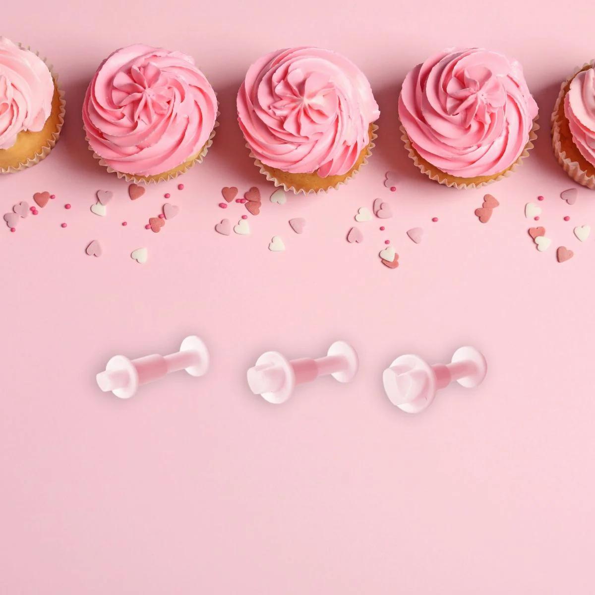 Lot de 3 emporte-pièces cœur à poussoir pour pâte à sucre Candy Zenker