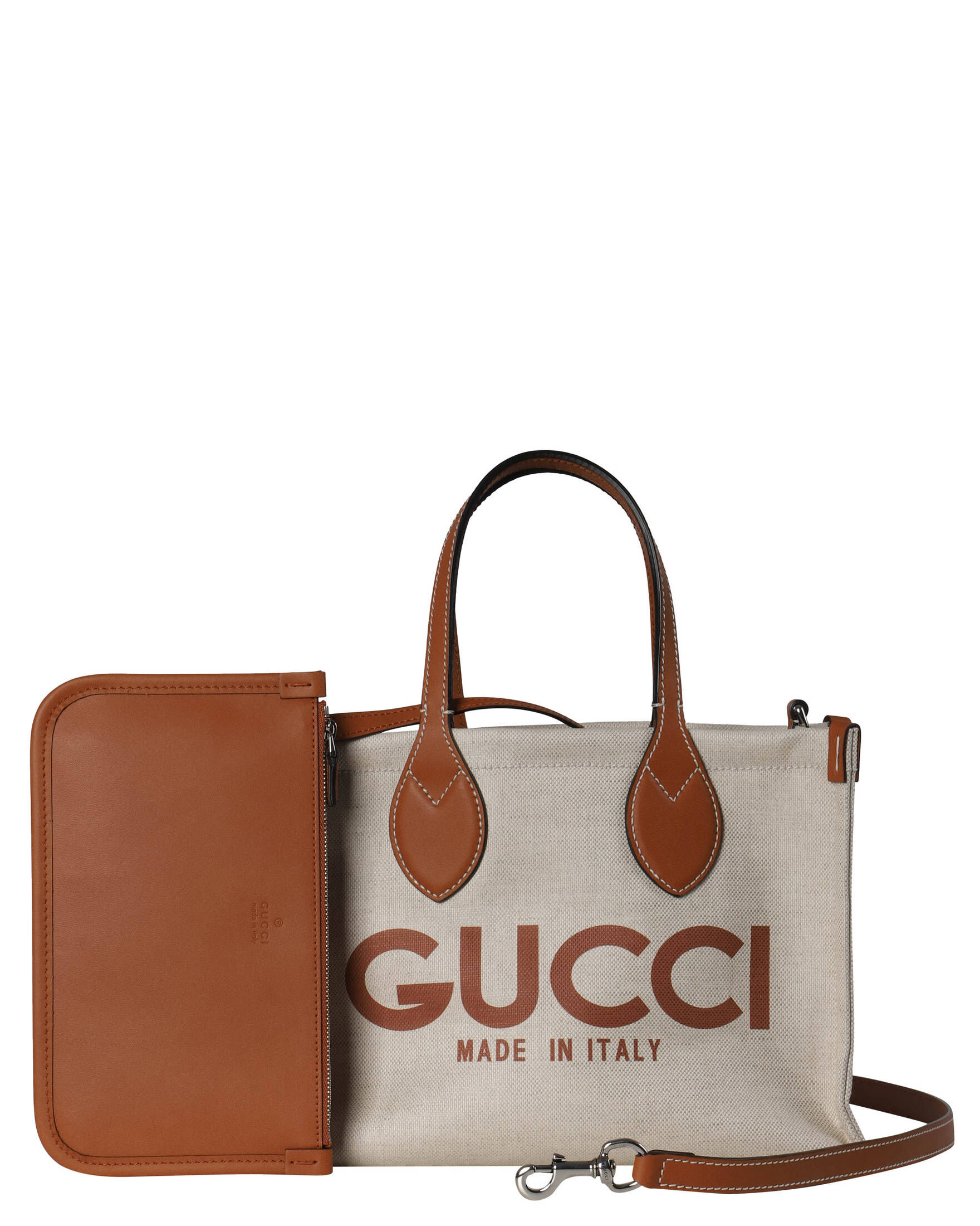 Gucci| Damen Shopper small CANVAS TOTE BAG mit Leder-Details und Pouch