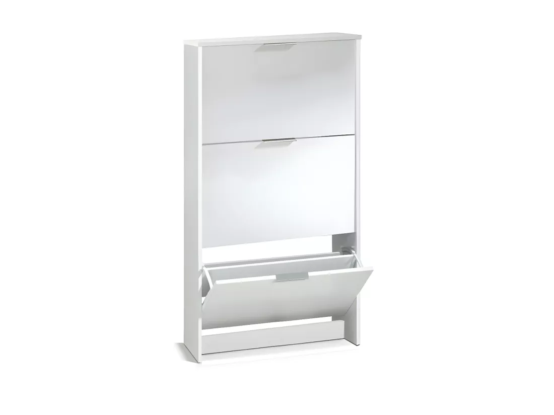 Meuble à chaussures Blanc brillant - TIARALA - L 60 x l 22 x H 113 cm