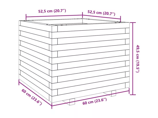 Jardinière bac lit surélevé bois marron 60 x 60 x 49.5 cm 02_0038474
