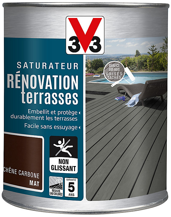 Saturateur extérieur terrasses et bardages Chêne carbone V33 1L