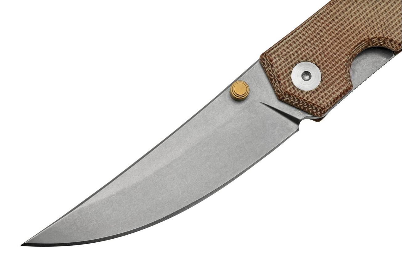 GiantMouse ACE Clyde Natural Canvas Micarta, Brass, zakmes, Ansø en Voxnaes design