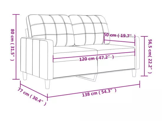 Canapé à 2 places Gris clair 120 cm Tissu