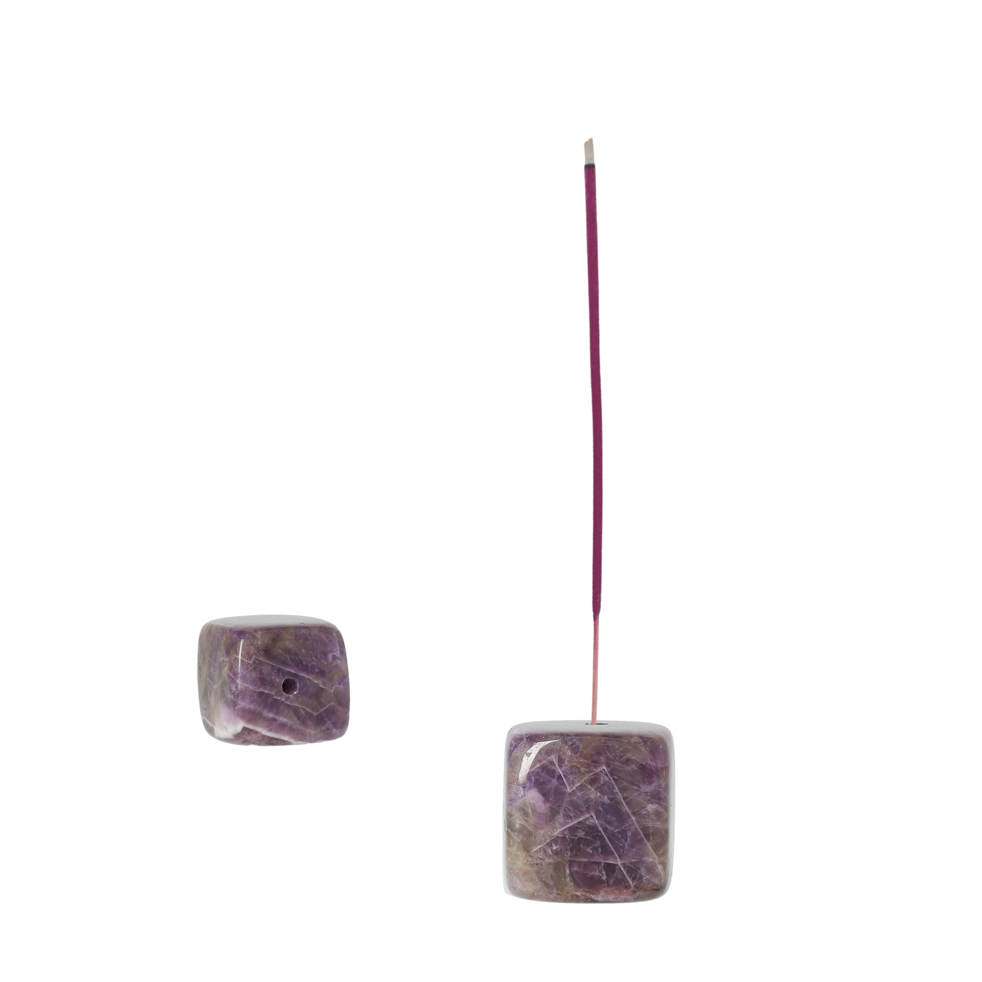(4er Set) 20x20mm Stein Räucherstäbchen Halter Home Deko Würfel in Amethyst Optik - Lila