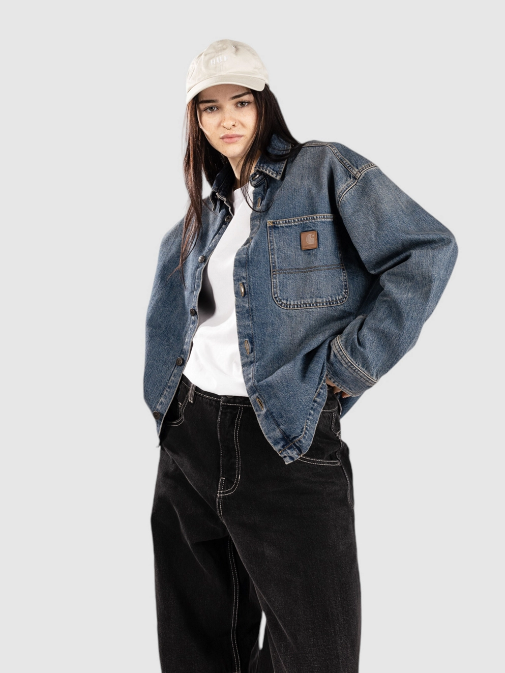 Carhartt WIP Lovilia Shirt blue dirty used wash