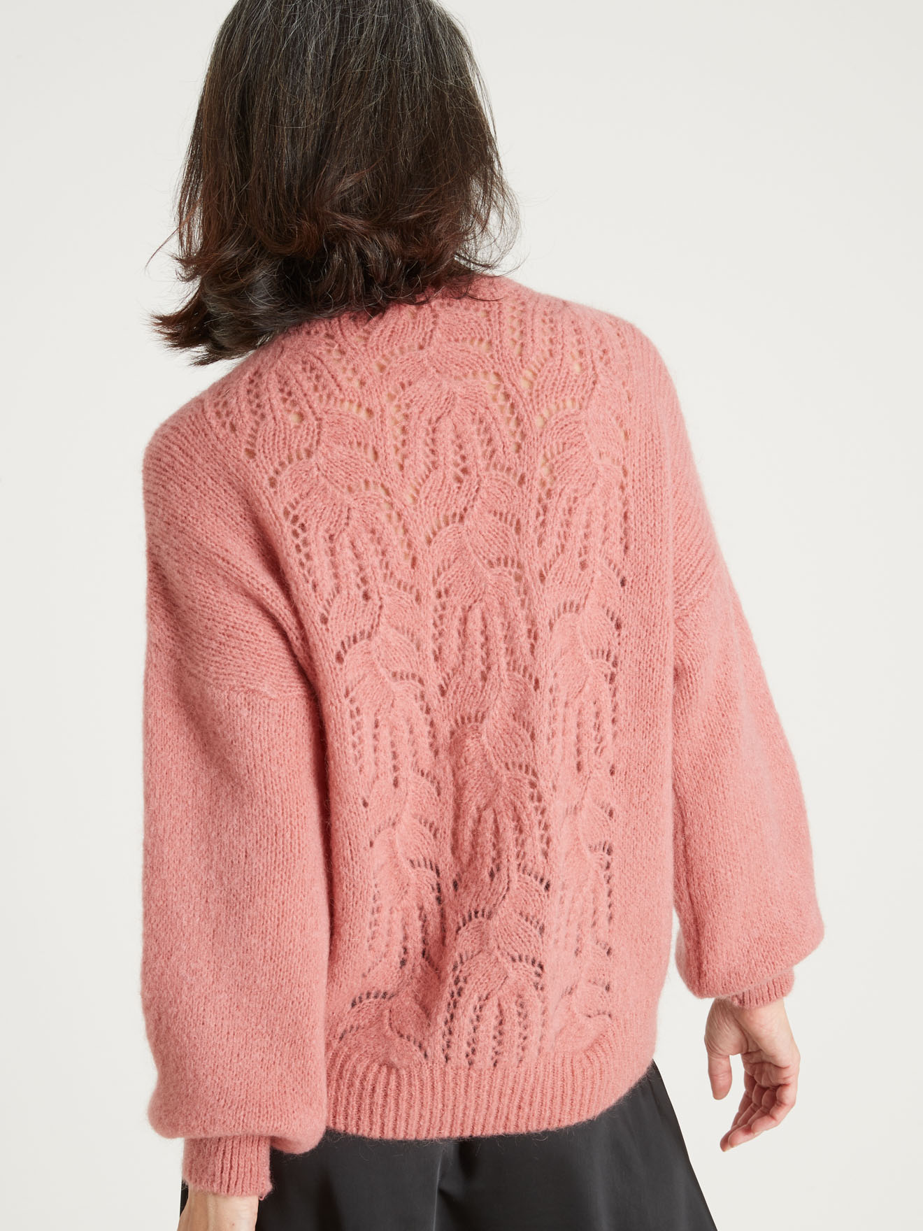 Pull col V avec mohair et laine