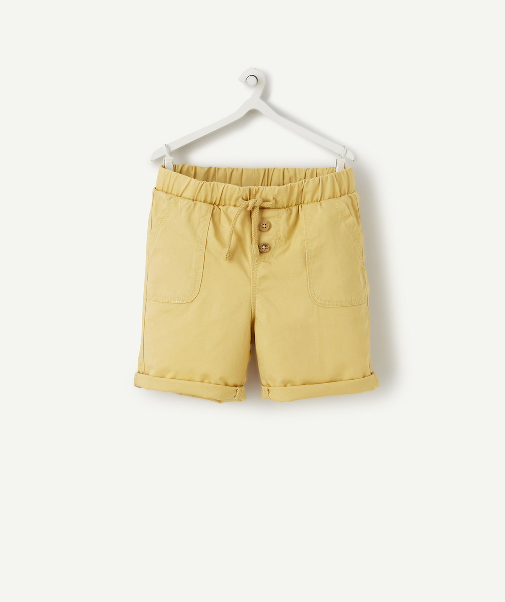 BERMUDA DROIT BÉBÉ GARÇON JAUNE EN COTON