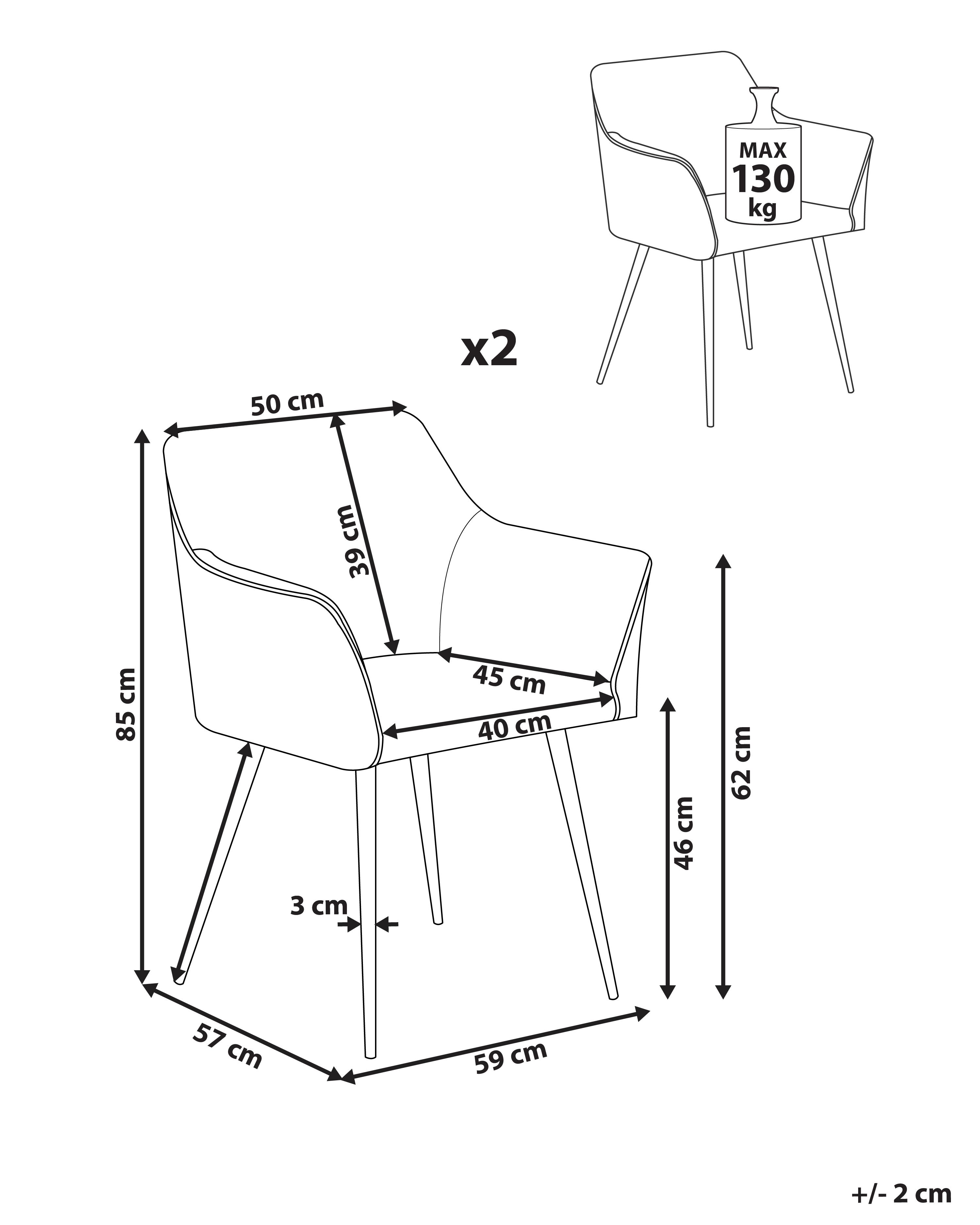 Set van 2 eetkamerstoelen JASMIN Fluweel Taupe