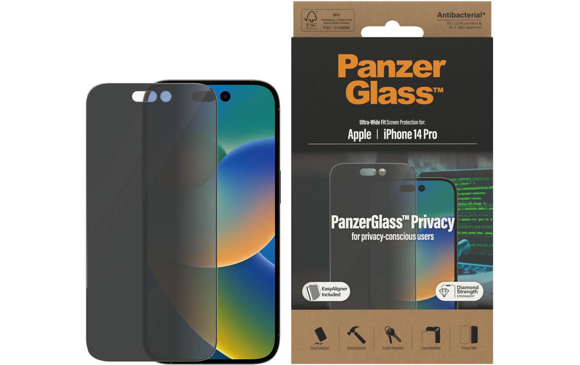 Displayschutz Ultra Wide Fit Privacy iPhone 14 ProDisplay-Schutzfolie mit Applicator für das Apple iPhone 14 Pro