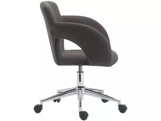 Chaise de bureau - Tissu & Métal chromé - Gris foncé - Edison