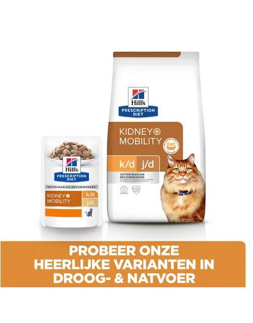 Hill's Prescription Diet K\/D + Mobility - Kidney + Joint Care Zak Kip - Kattenvoer