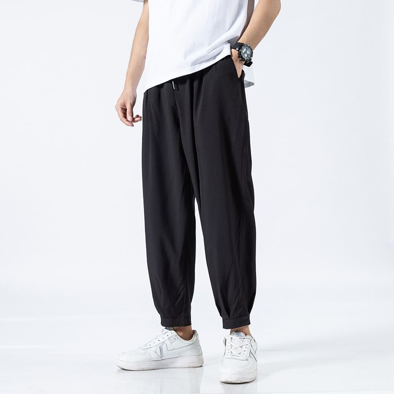Blueforce - Effen cropped harembroek met trekkoord in de taille