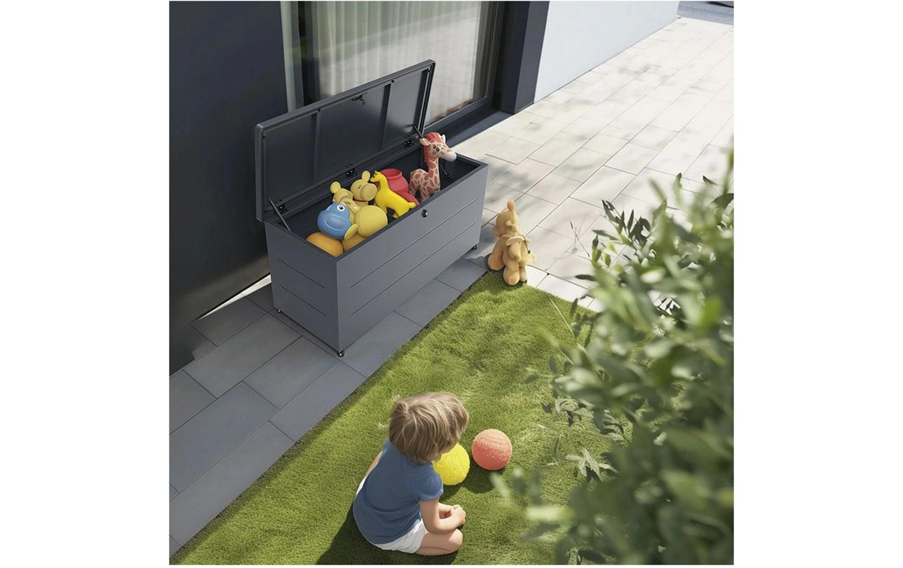 Gartenbox 1150 x 500 x 575 mm Schwarz<br>Wetterfeste und abschliessbare Aufbewahrungsbox
