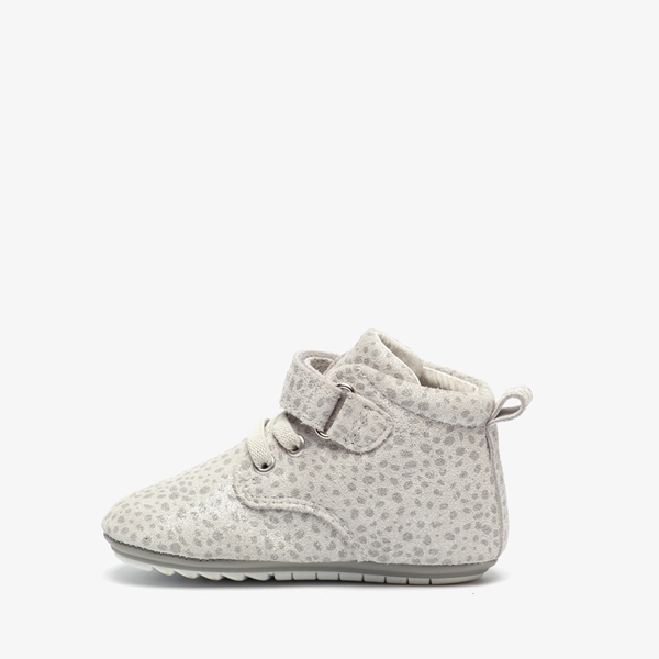 Groot leren babyschoenen wit/zilver