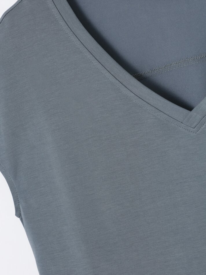 Camiseta fluida de manga curta - Azul Petróleo Claro