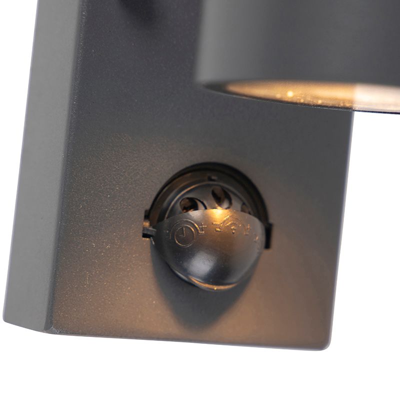 Buitenwandlamp antraciet 2-lichts IP44 met bewegingssensor - Duo