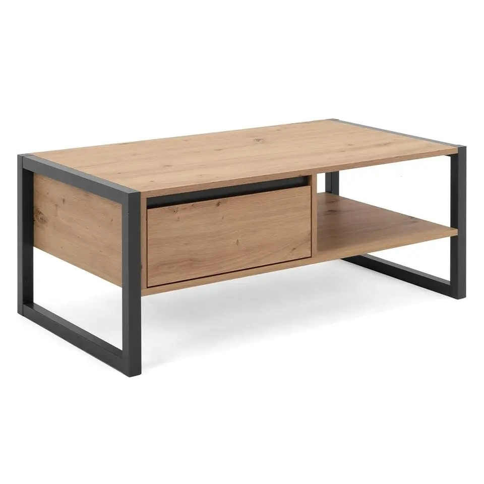 CALICOSY - Salontafel DENVER - Handgemaakt eiken / grijs - 40x100x55 cm