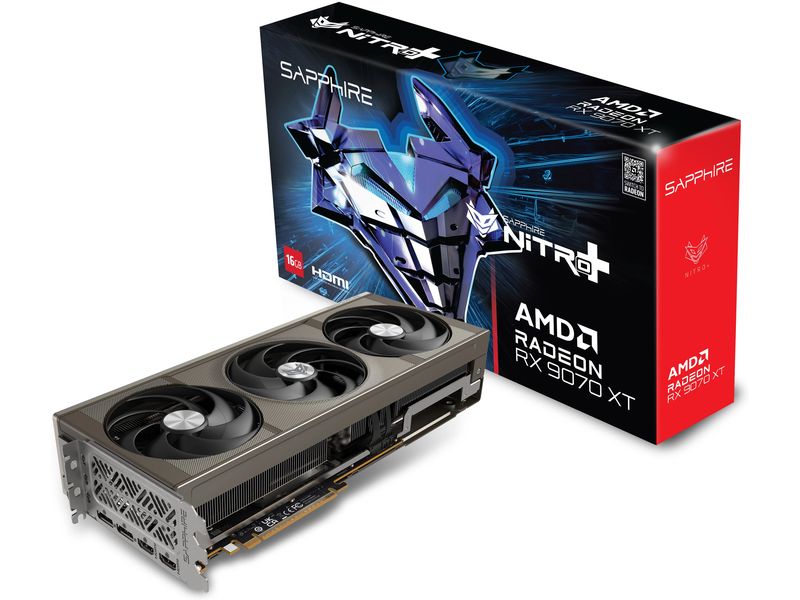 SAPPHIRE Grafikkarte NITRO  AMD Radeon RX 9070 XT OC 16 GB Gamer-Grafikkarte mit 16 GB GDDR6 Speicher
