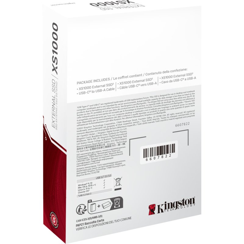 Kingston Technology 2TB XS1000 External USB 3.2 Gen 2 Portable Solid State Drive