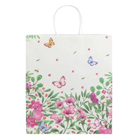 Idena Geschenktasche grün Blumen 18x23x8cm FSC-Mix