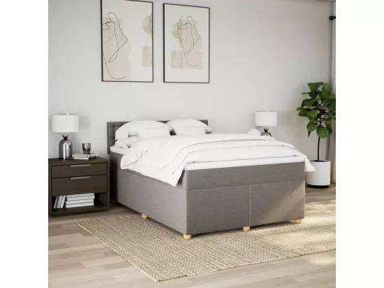 Sommier à lattes de lit avec matelas Taupe 140x190 cm Tissu