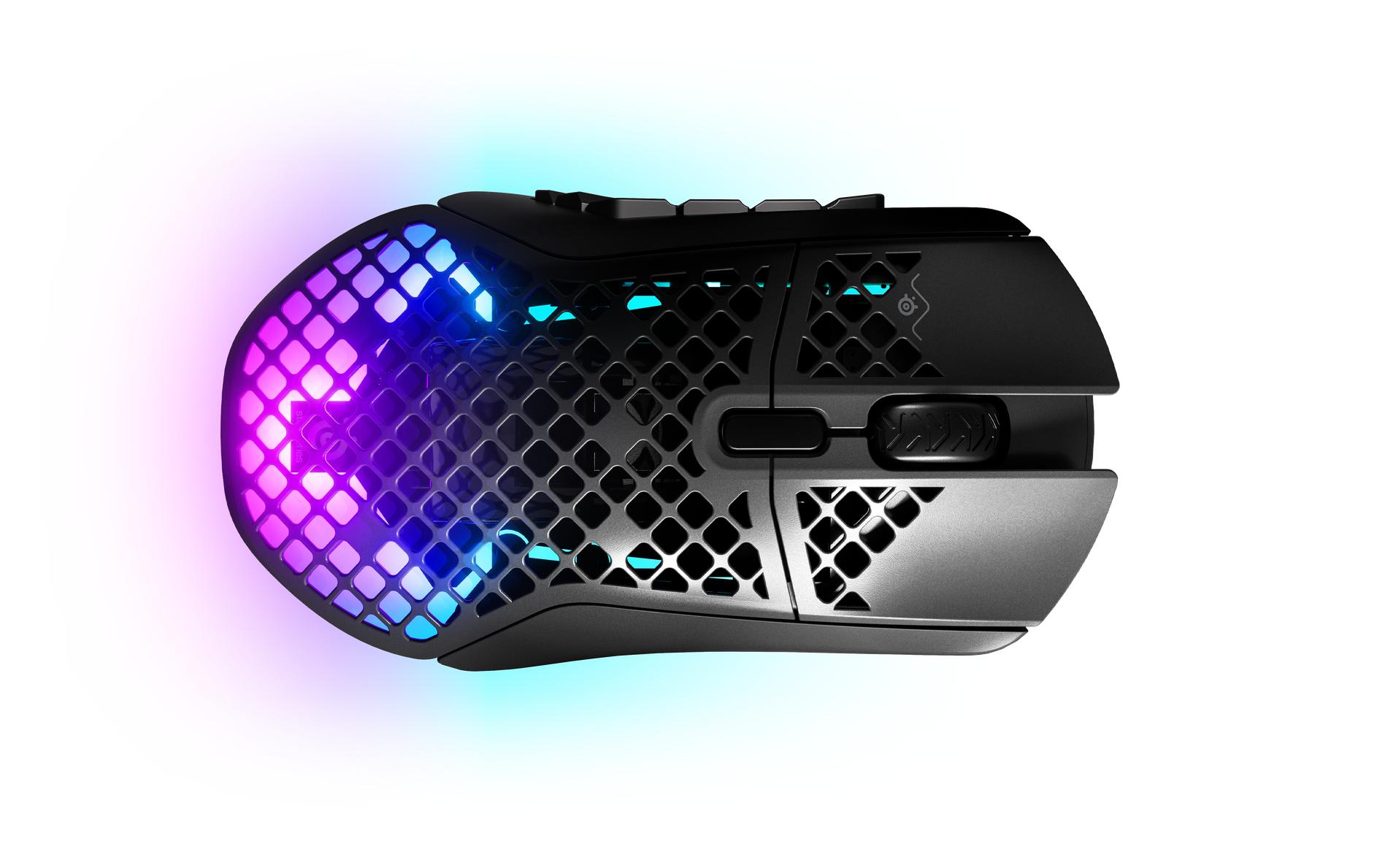 Gaming-Maus Aerox 9 Wireless<br>Ultraleichte, kabellose Gaming-Mouse mit ergonomischem 18-Tasten-Layout und RGB-Beleuchtung