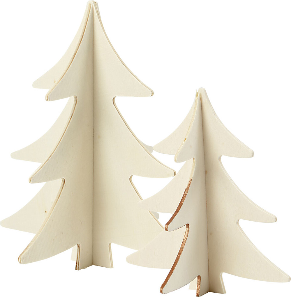 3D Juletræer - H 13+18 CM - 2 Stk