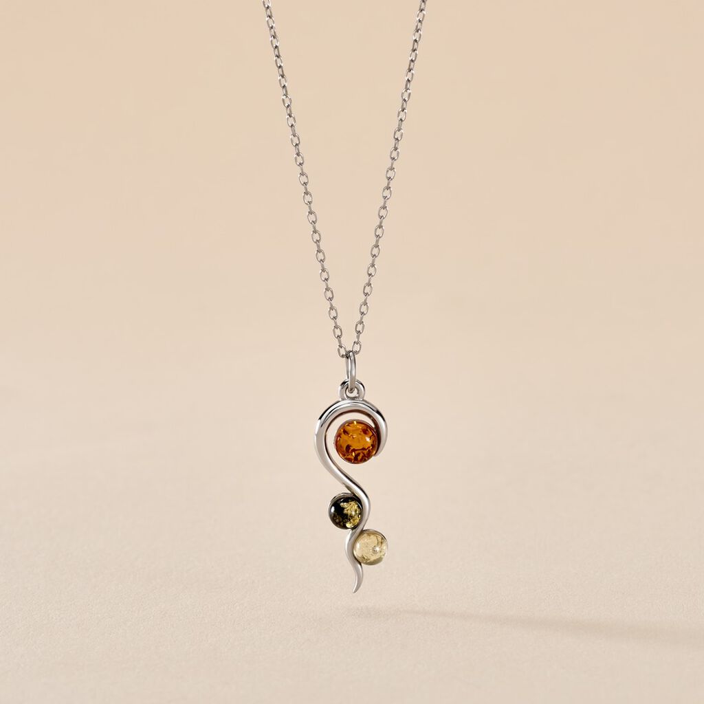Collier Murriel Argent Blanc Ambre