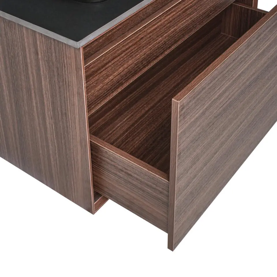 ARICA - Badkamermeubel met wastafel - Donkerbruin - 80 cm - MDF