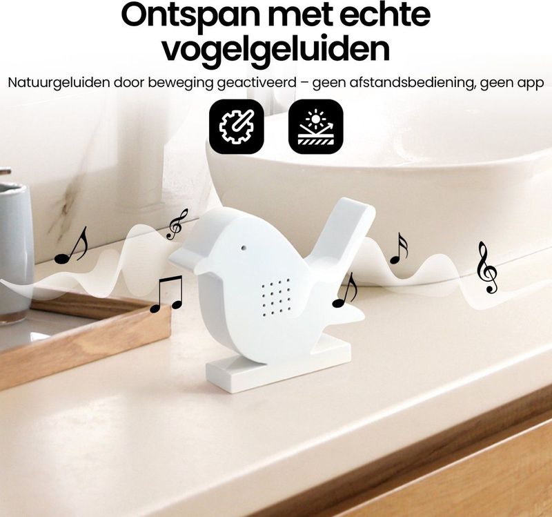 Hom&Com - Vogelgeluidenbox - Bewegingssensor - Natuurlijk Vogelgeluid - Stijlvol Design voor Binnengebruik