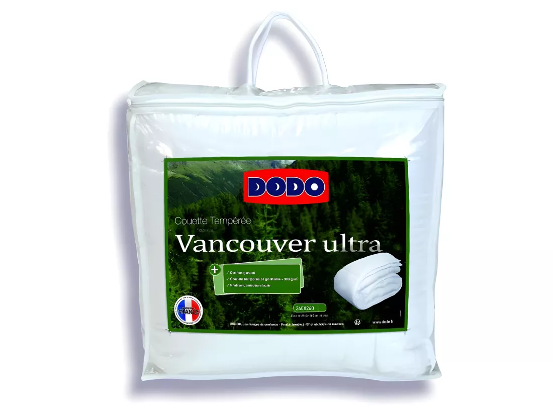 Couette 240 x 260 cm - DODO - Tempérée - 100% fibre polyester - Pour 2 personnes - Blanc