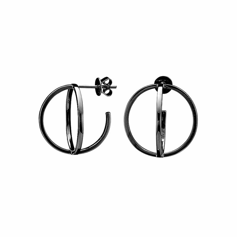 Boucles D'oreilles Argent Sphère Noir