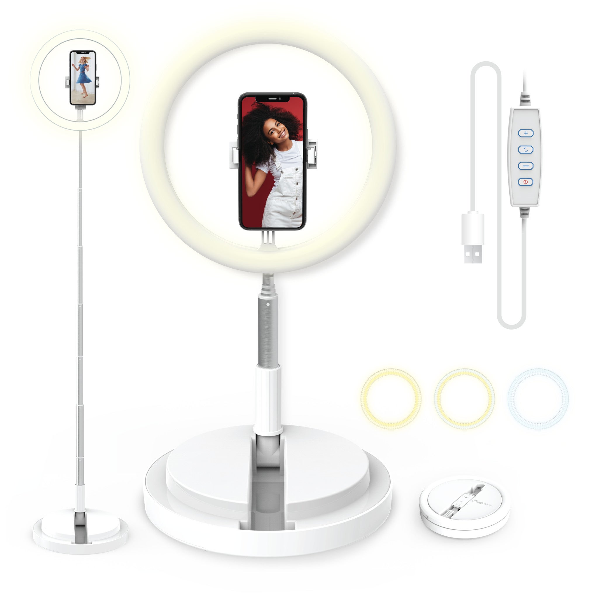 Digipower GO VIRAL - Invisilight ringlicht met vloerstatief en smartphonehouder