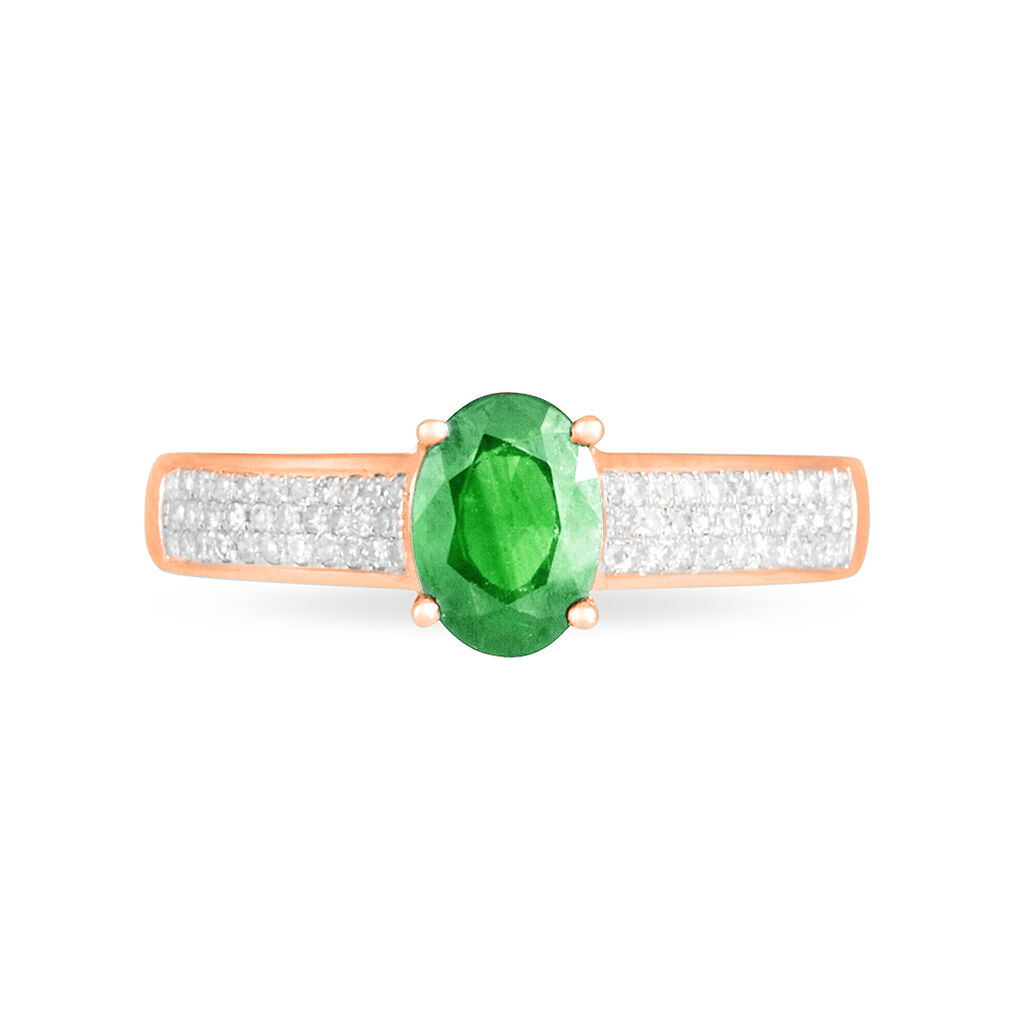 Bague Crista Or Rose Emeraude Et Diamant