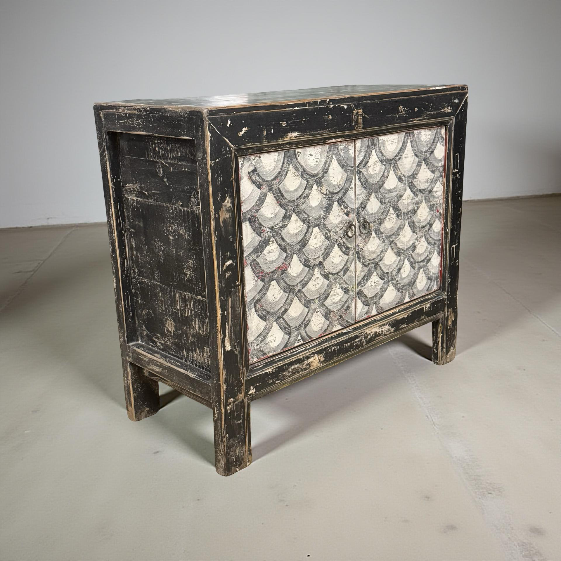Wandkast 2deur zwart/wit schub uniek