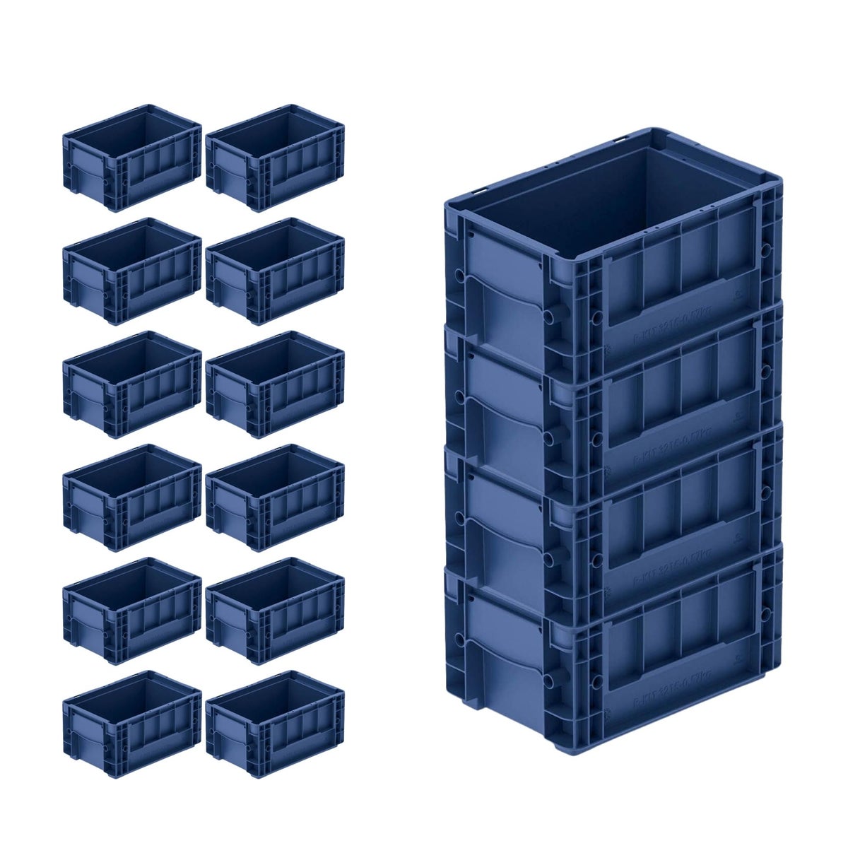 PROREGAL SuperSaver Set 16 x VDA KLT kleine ladingdragers met composietbodem HxBxD 14,7 x 20 x 30 cm 5,3 liter KLT transportbox Transportcontainer Stapelbare container