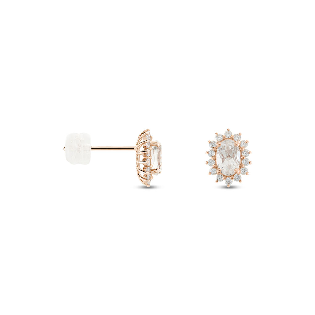Boucles D'oreilles Puces Or Rose Monty Morganite