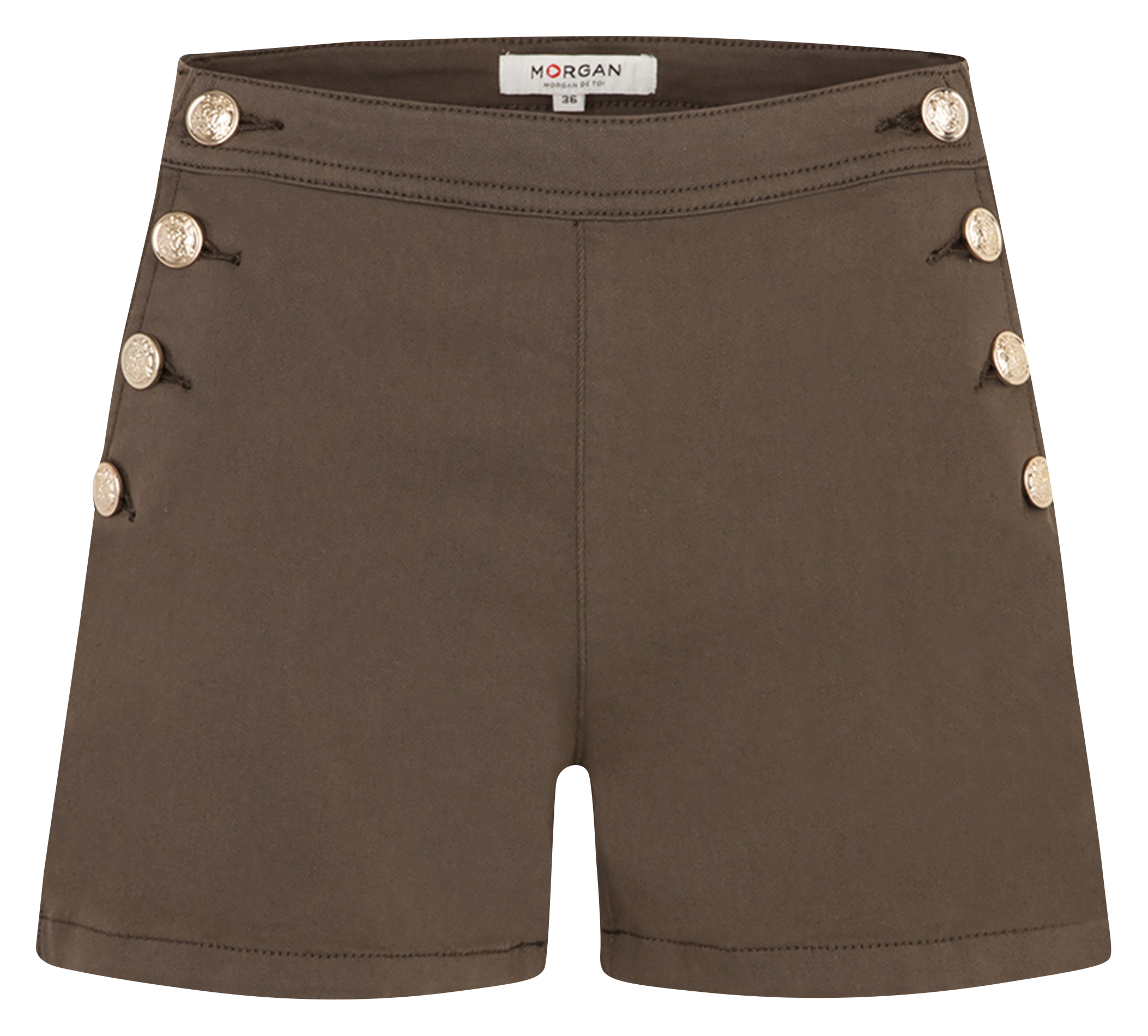 SHIVAL2 -Short ajusté avec boutons en coton mélangé | Vert