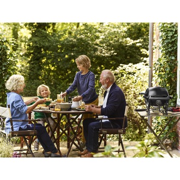 Weber Q 1400 elektrische bbq metaal grijs op standaard 43 x 32 cm