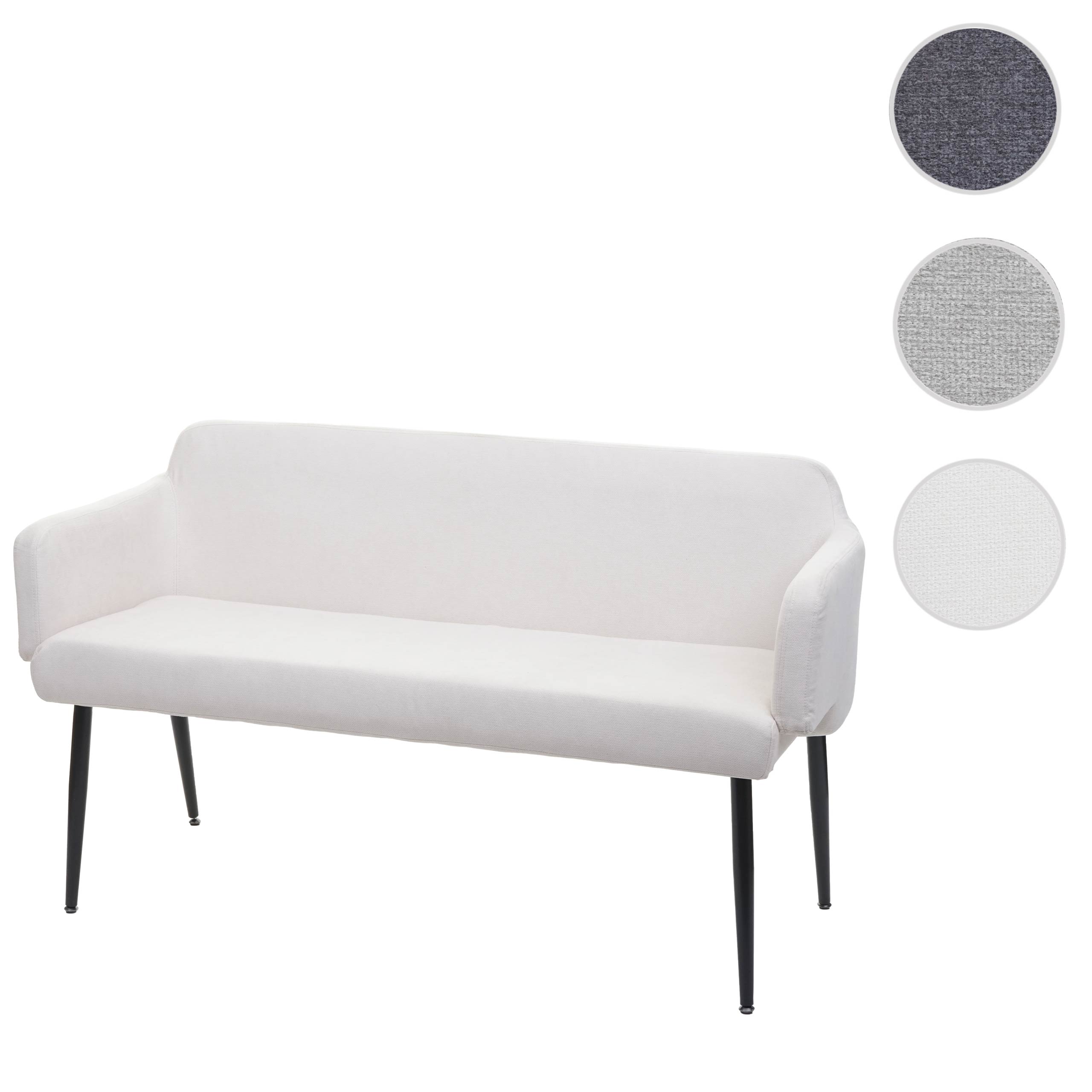 Sitzbank MCW-L13, Esszimmerbank Bank Polsterbank Garderobenbank Rückenlehne Armlehne Stoff/Textil 133cm ~ creme-weiß
