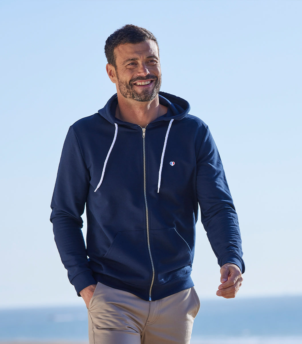 Sweat zippé Homme Marine - Iconique