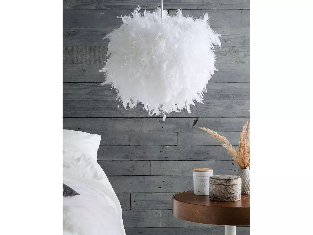 Lampe suspension DRAVA Plumes Blanc