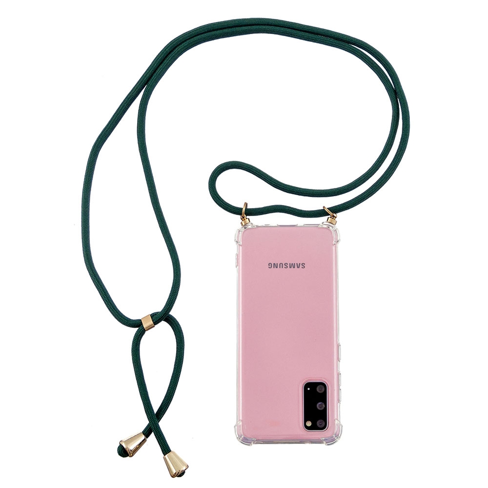 Samsung Galaxy S20 / S20 5G Necklace Gummi Hülle Air Cushion Fallschutz   Handykette (150cm) - Grün / Gold