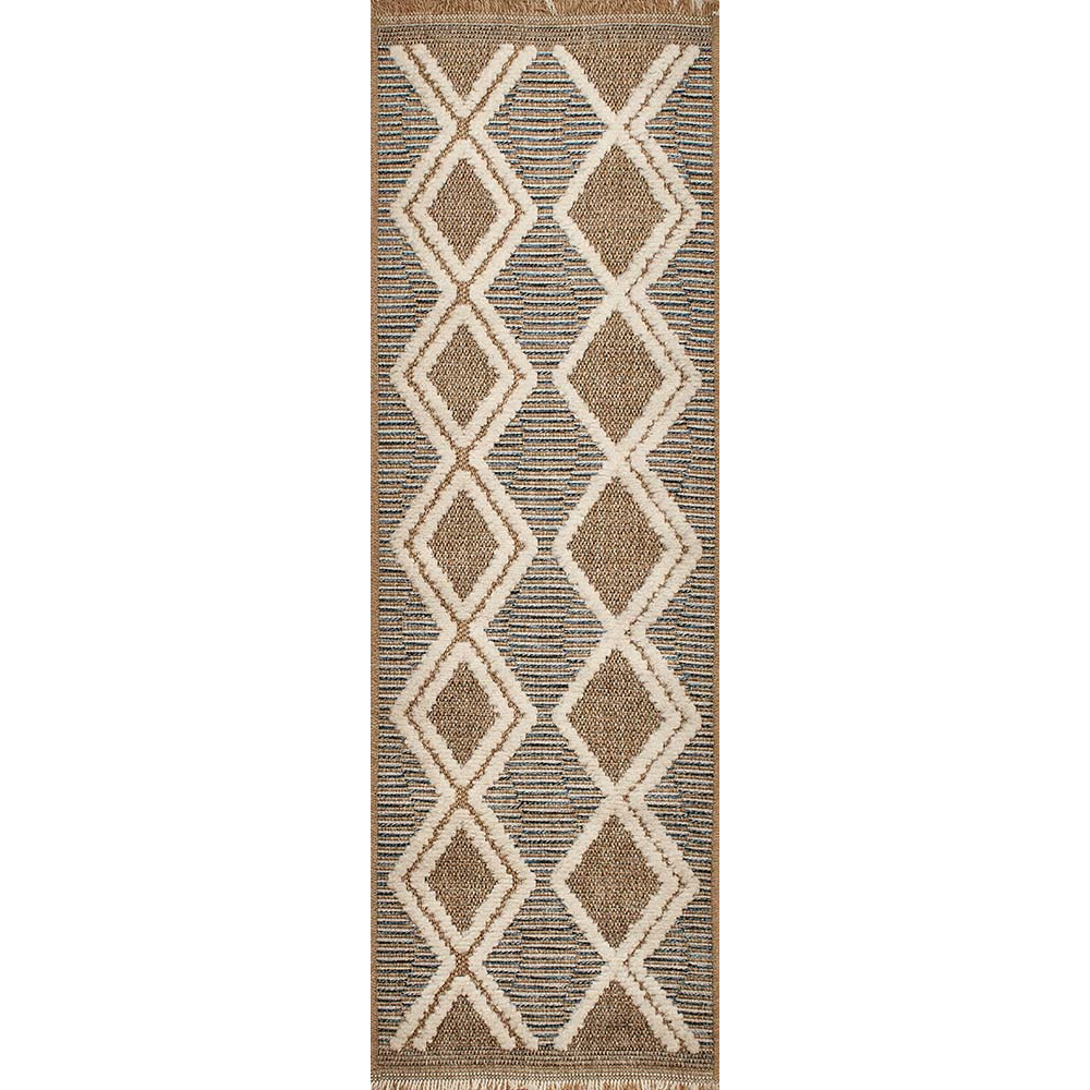Tapis intérieur extérieur aspect jute bleu tulum 9048 290 x 200 cm