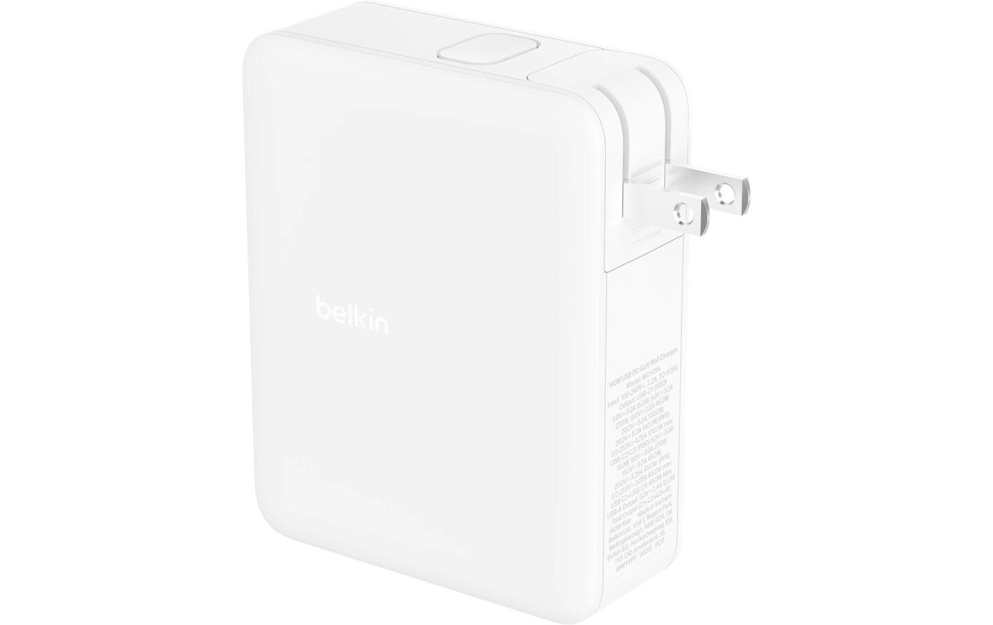 USB-Wandladegerät 1xUSB-A/3xUSB-C Weiss<br>140-W-4-Port-GaN-Ladegerät inkl. UK, EU, US Adapter