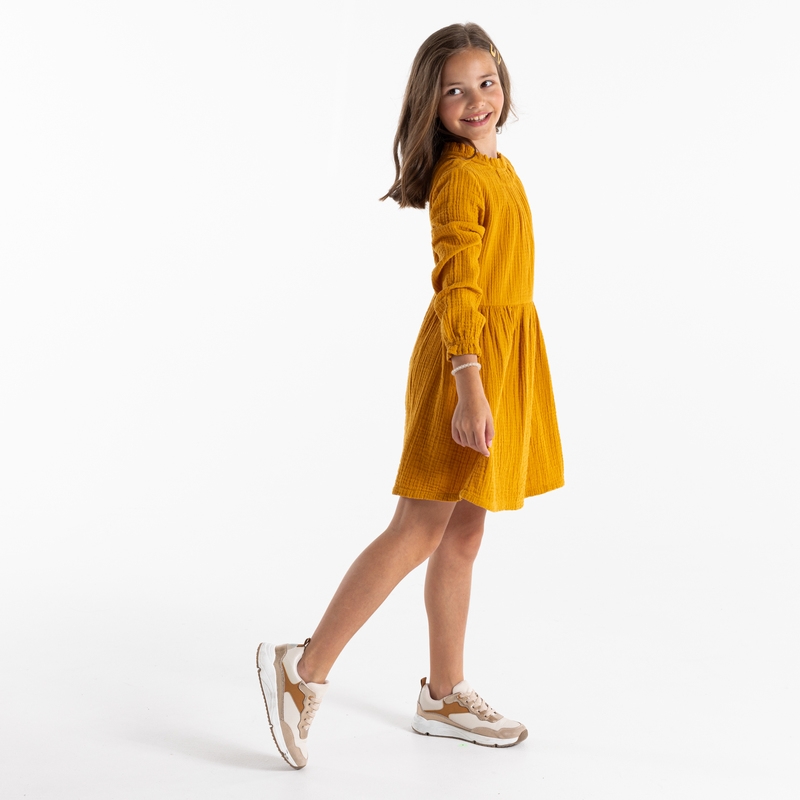 Robe en gaze de coton orange Fille