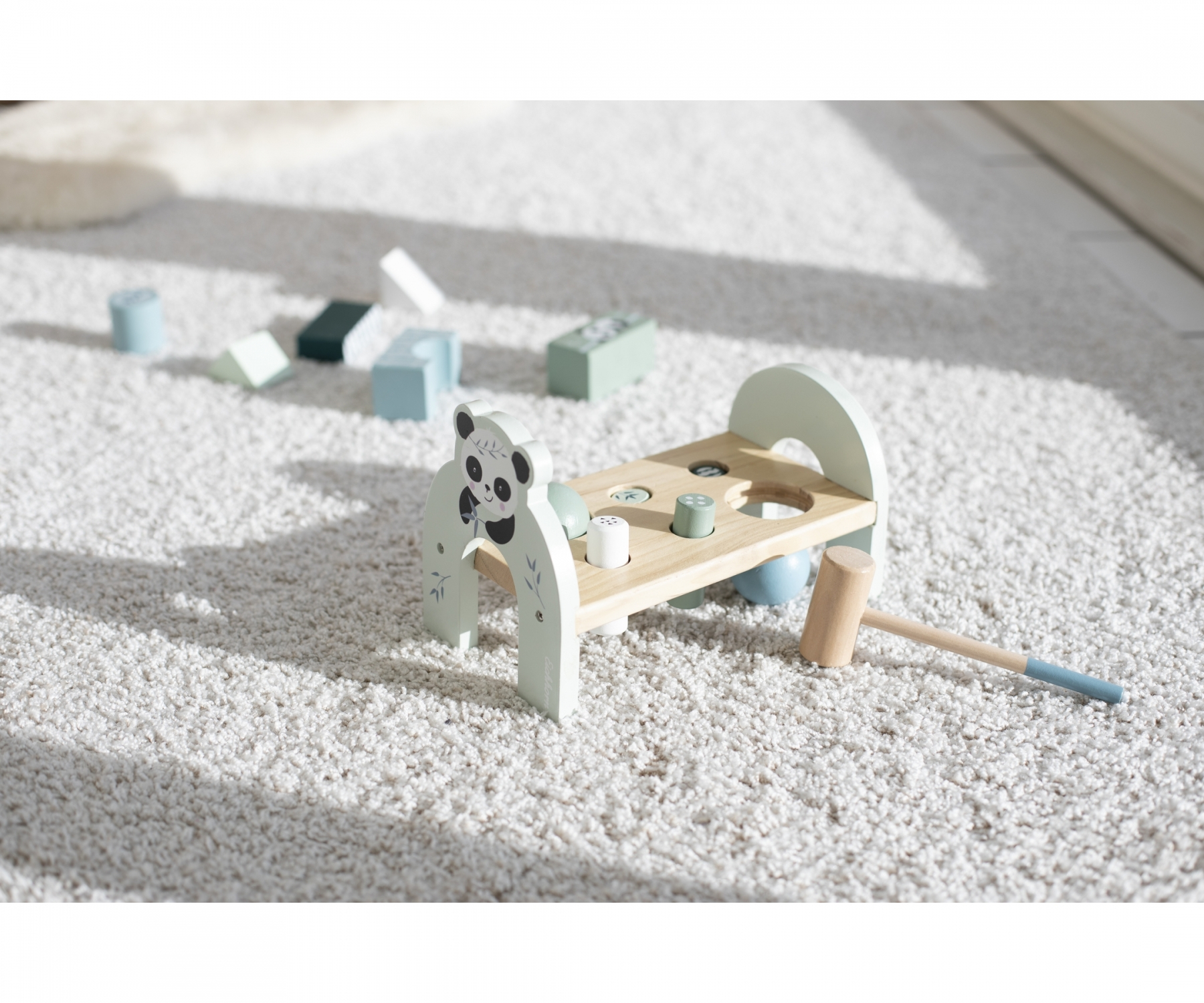 Kinder Holz Klopfbank Lern Spielzeug Montessori Motorikspiel inkl. Hammer (100003802) - Panda